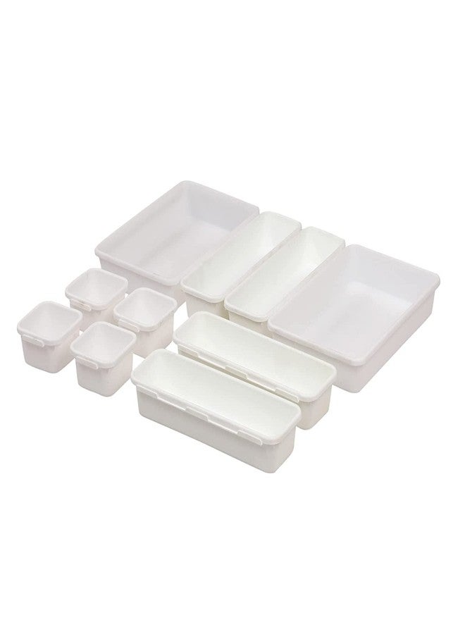 divinezon plastic Interlocking Cutlery Drawer Desk Organizer (White) - Set of 16 - Image 2